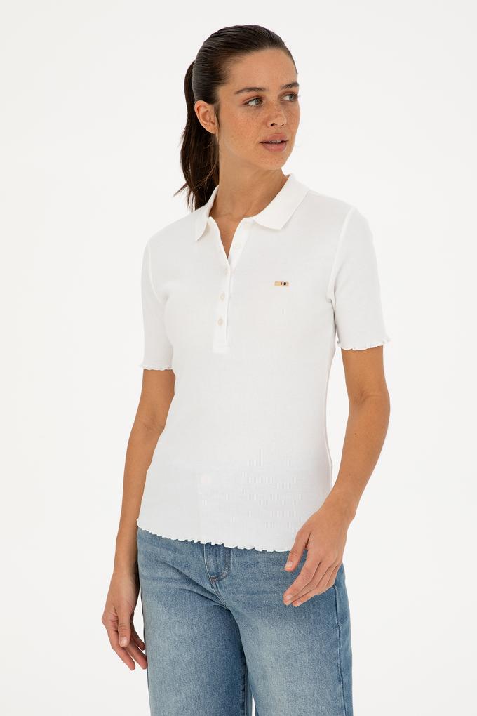 Kadın Ekru Polo Yaka Tişört