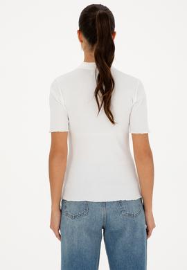 Kadın Ekru Polo Yaka Tişört - 50296156016