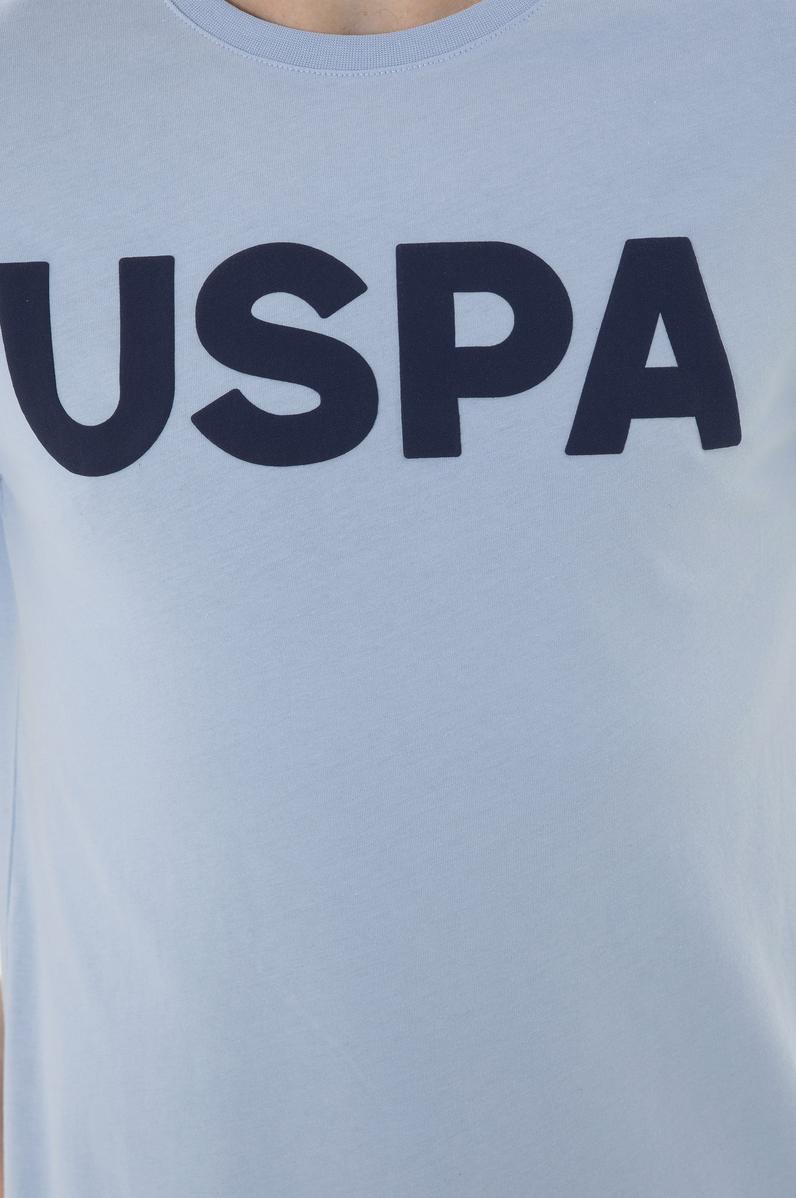 Erkek Regular Fit Bisiklet Yaka Açık Mavi Basic Tişört