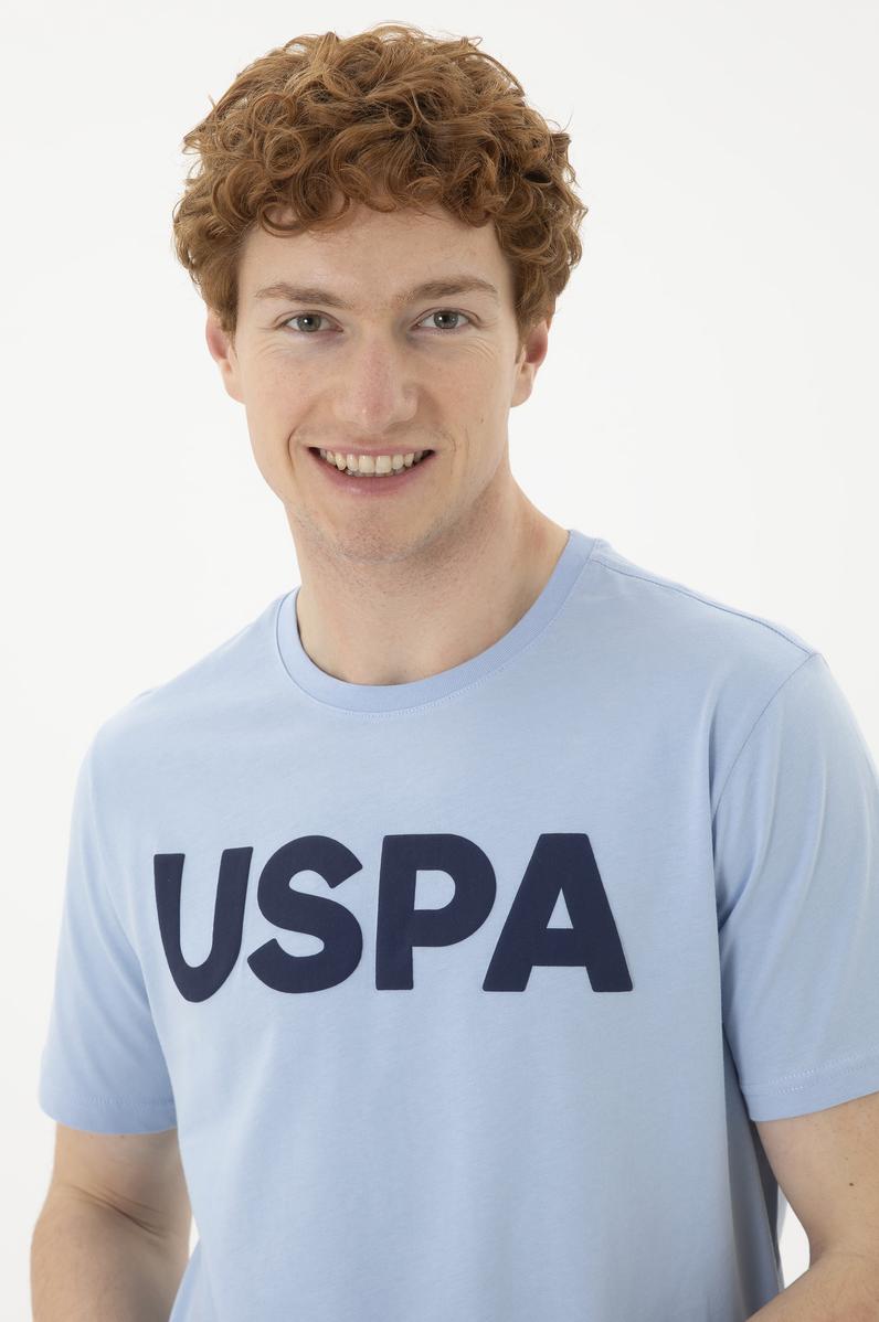 Erkek Regular Fit Bisiklet Yaka Açık Mavi Basic Tişört