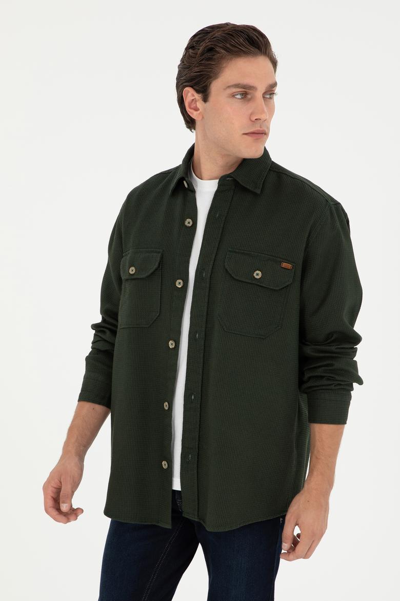 Erkek Haki Uzun Kollu Gömlek