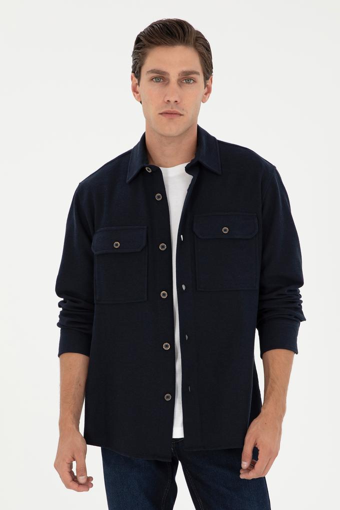 Erkek Lacivert Örme Gömlek