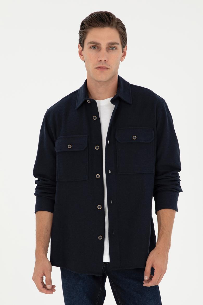 Erkek Lacivert Örme Gömlek