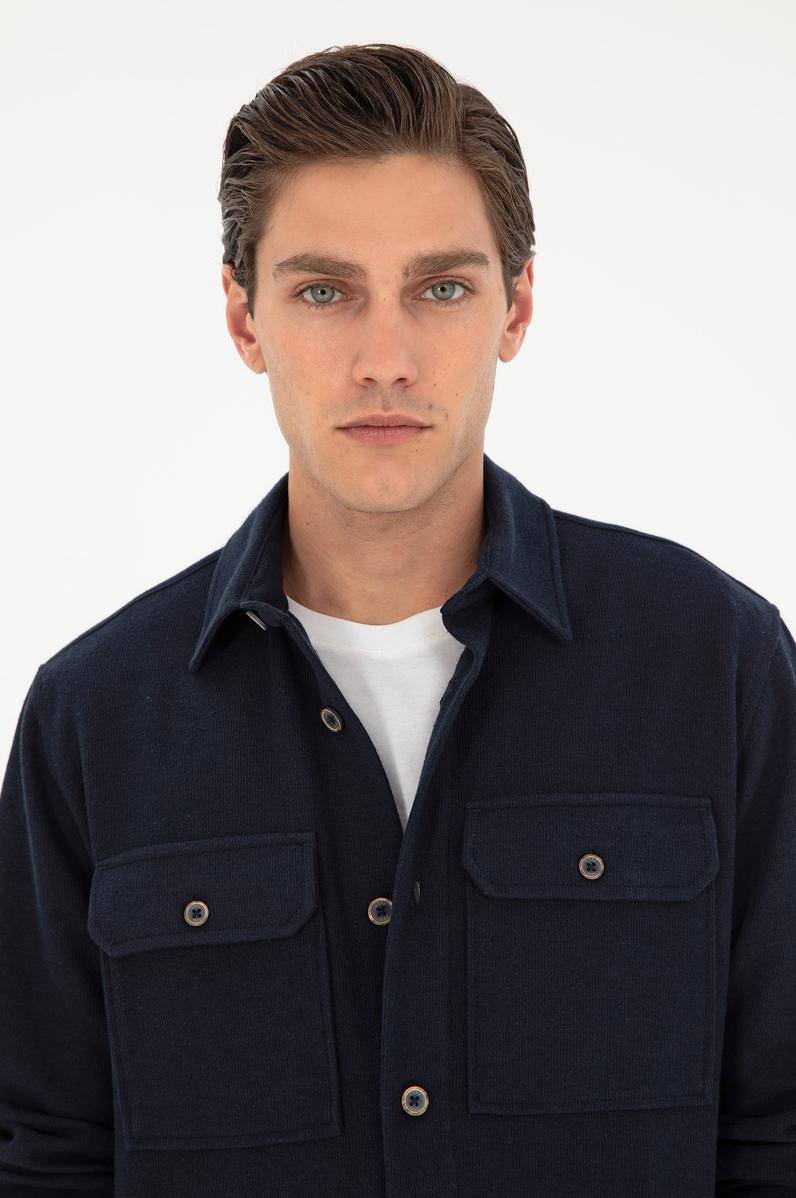 Erkek Lacivert Örme Gömlek