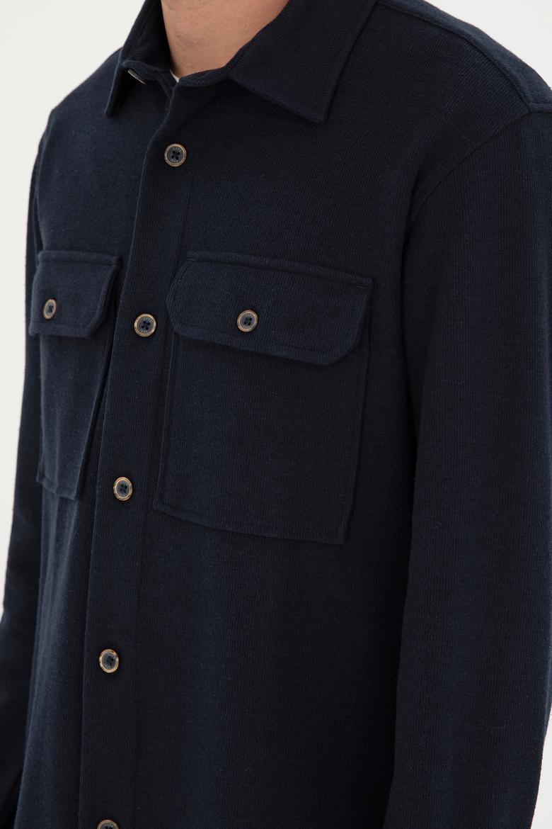 Erkek Lacivert Örme Gömlek - 50299644006