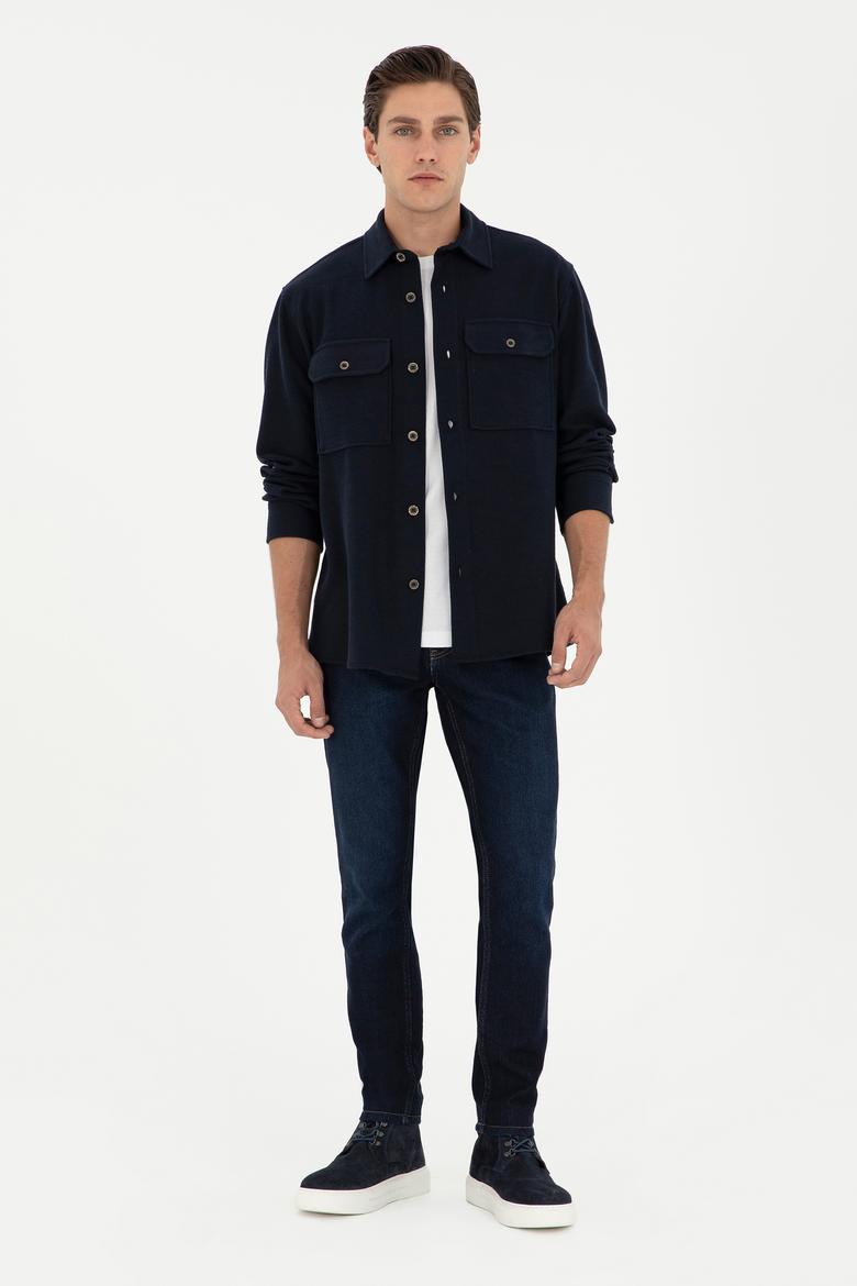Erkek Lacivert Örme Gömlek - 50299644006