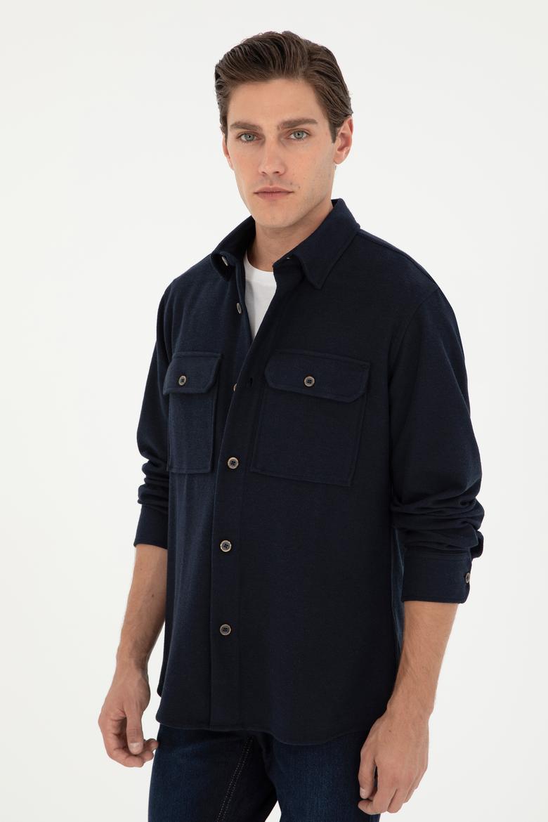 Erkek Lacivert Örme Gömlek - 50299644006