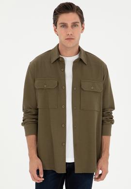 Erkek Haki Örme Gömlek - 50299662019