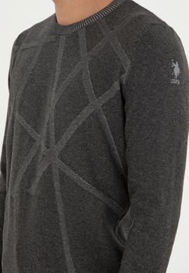 Erkek Slim Fit Bisiklet Yaka Antrasit Kazak - 50292869007