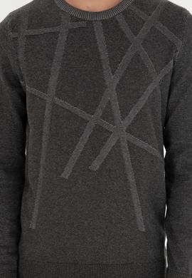 Erkek Slim Fit Bisiklet Yaka Antrasit Kazak - 50292869007