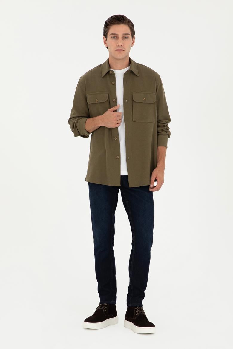Erkek Haki Örme Gömlek - 50299662019