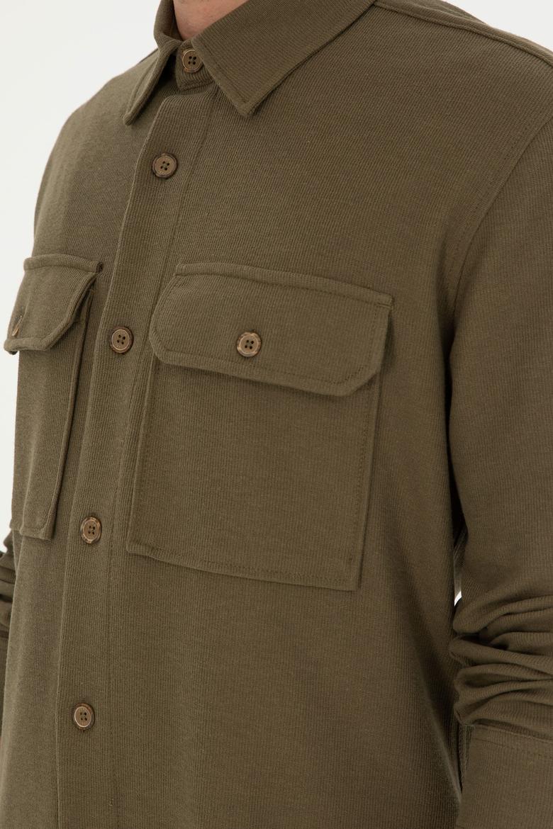 Erkek Haki Örme Gömlek - 50299662019