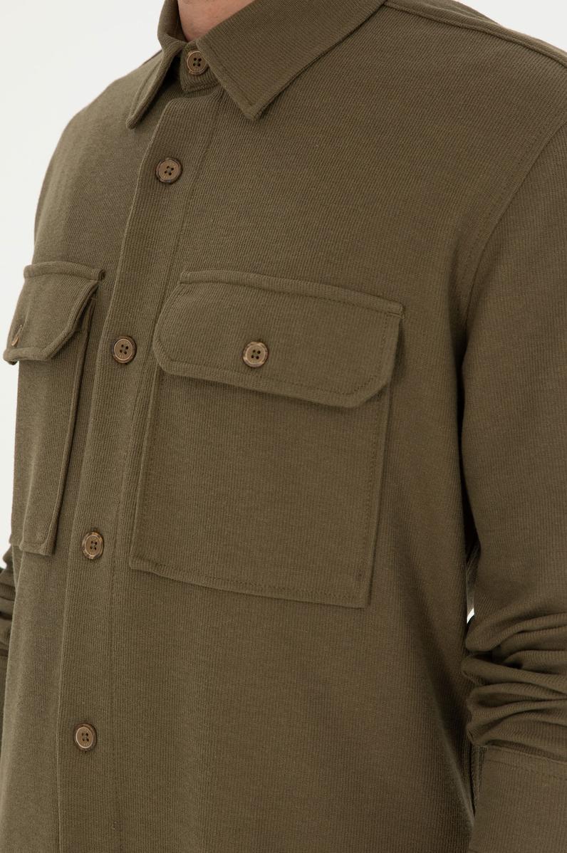 Erkek Haki Örme Gömlek