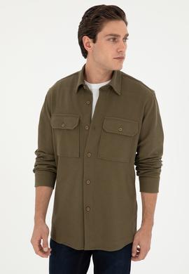 Erkek Haki Örme Gömlek - 50299662019