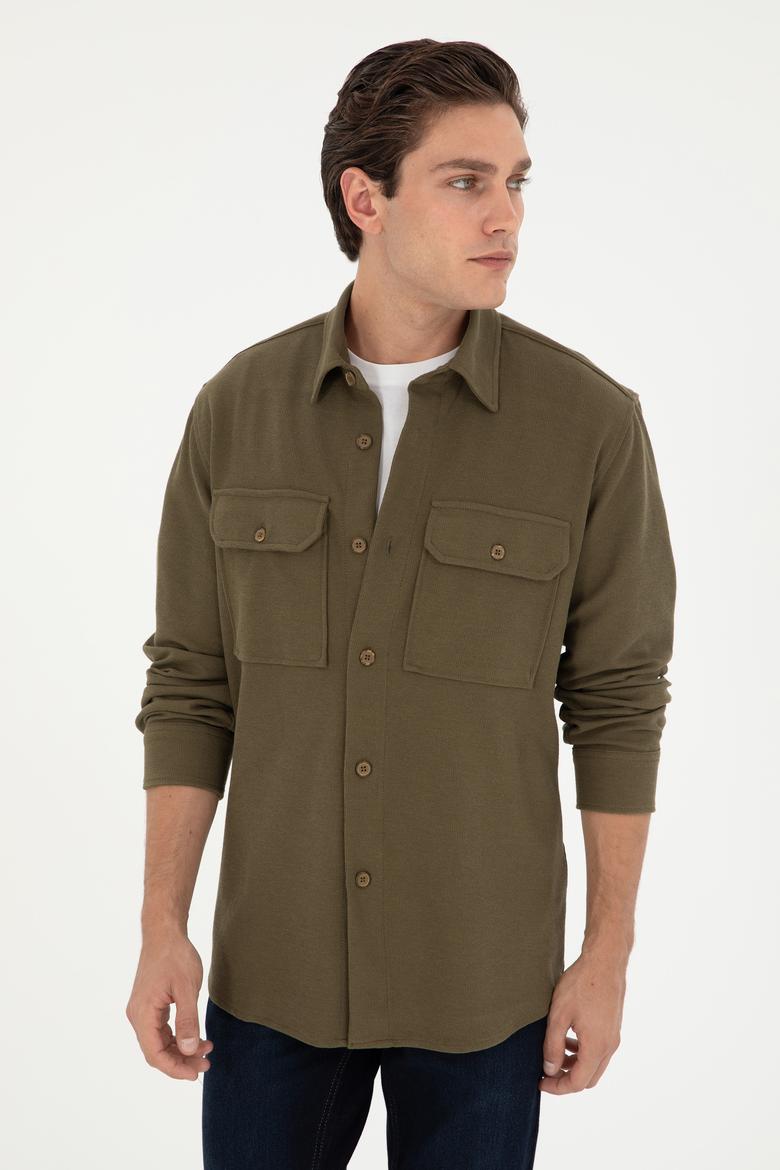 Erkek Haki Örme Gömlek - 50299662019
