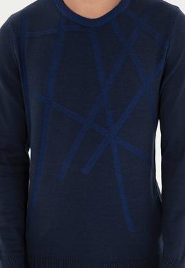 Erkek Slim Fit Bisiklet Yaka Lacivert Kazak - 50292869027