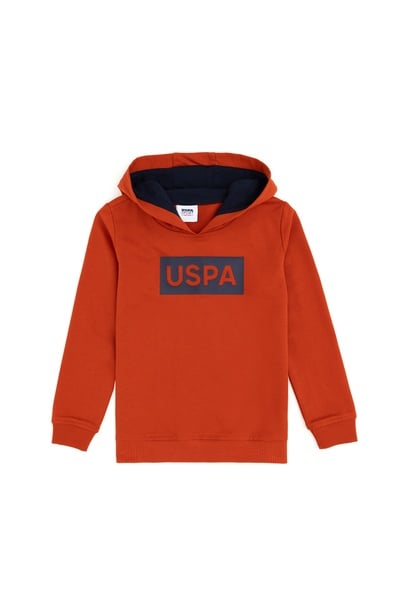 Erkek Çocuk Kiremit Kapüşonlu Sweatshirt