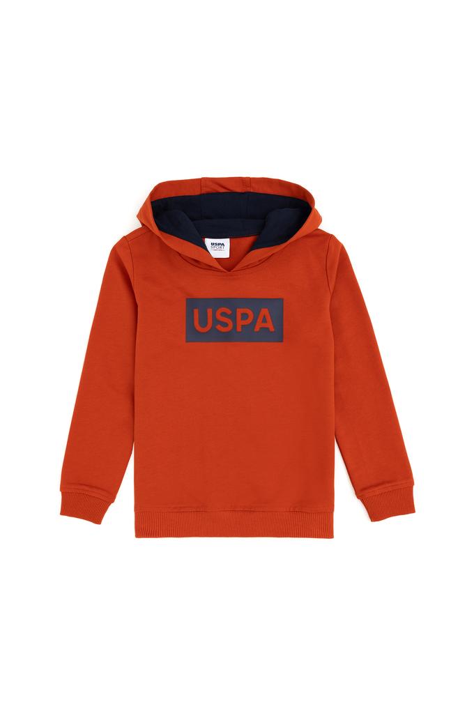 Erkek Çocuk Kiremit Kapüşonlu Sweatshirt