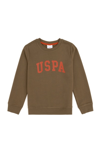 Erkek Çocuk Haki Basic Bisiklet Yaka Sweatshirt
