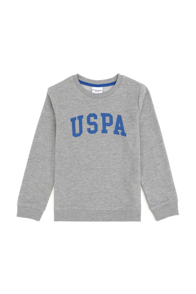 Erkek Çocuk Gri Melanj Basic Bisiklet Yaka Sweatshirt