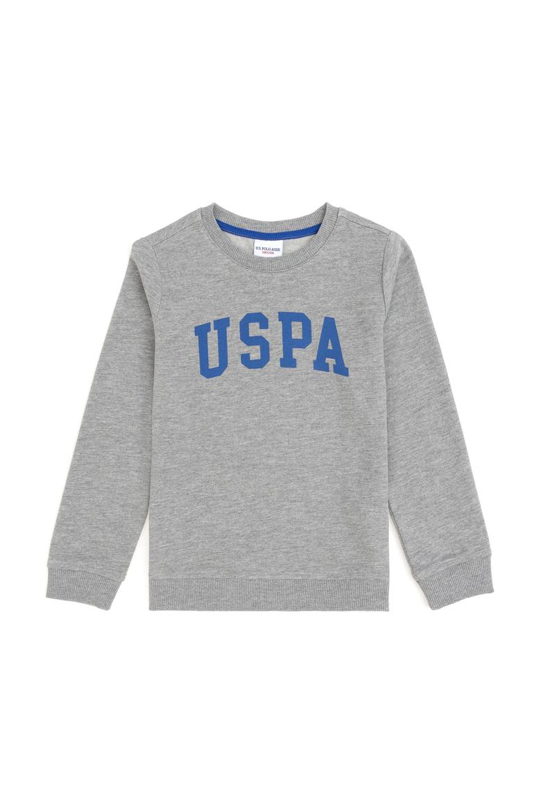 Erkek Çocuk Gri Melanj Basic Bisiklet Yaka Sweatshirt