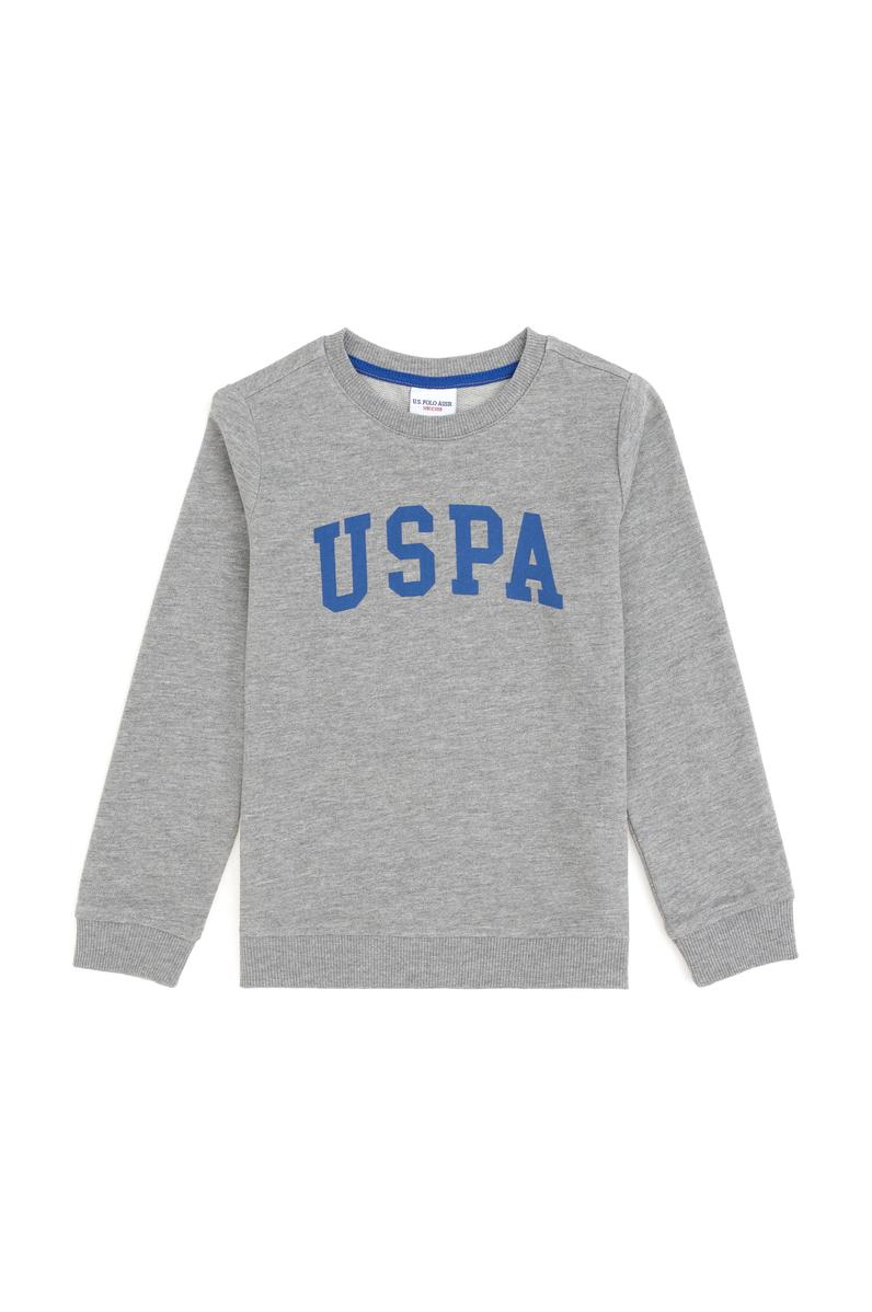 Erkek Çocuk Gri Melanj Basic Bisiklet Yaka Sweatshirt