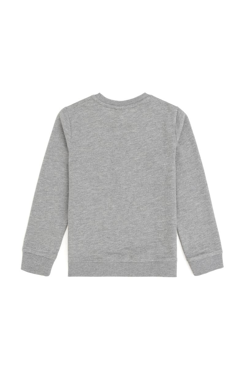 Erkek Çocuk Gri Melanj Basic Bisiklet Yaka Sweatshirt