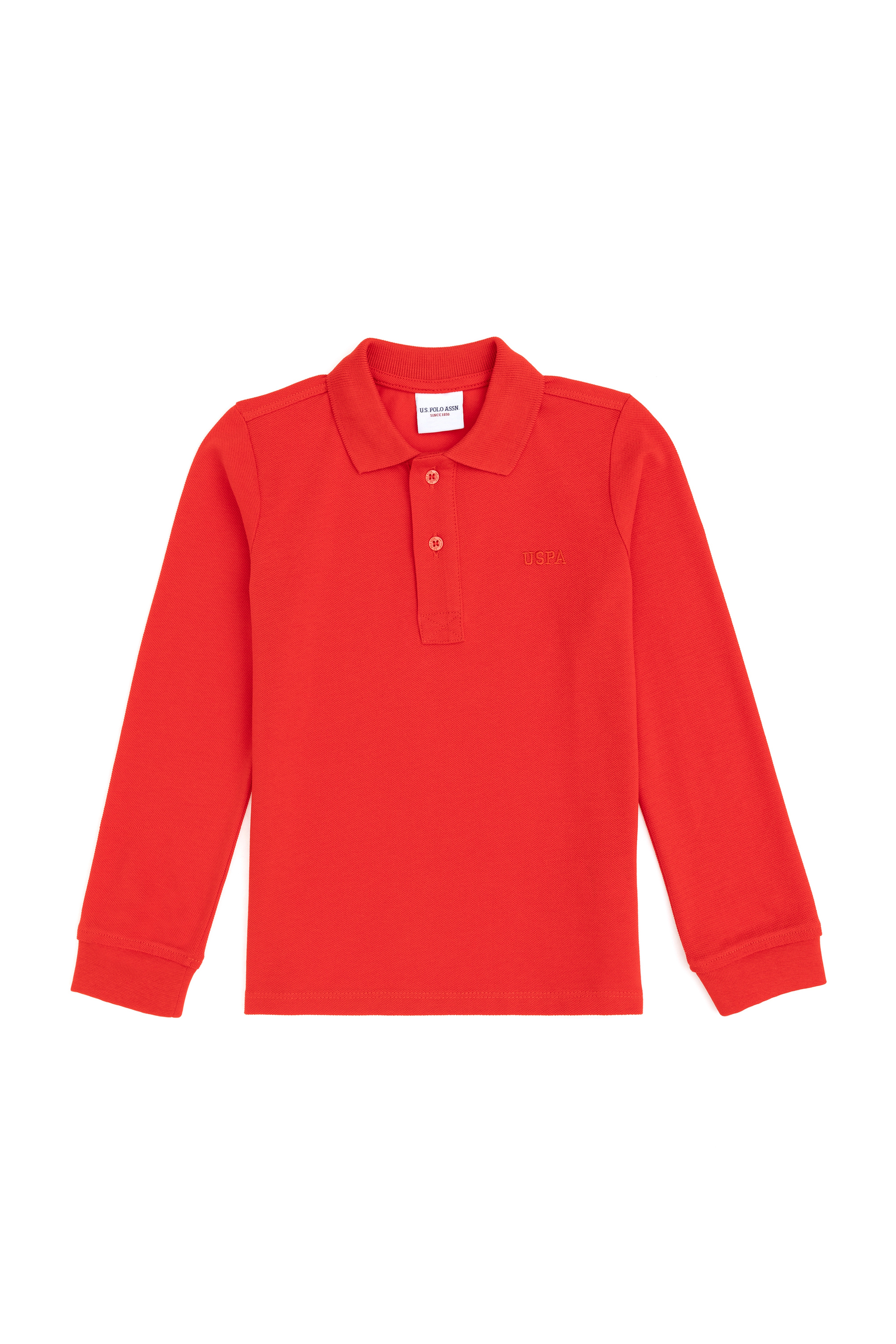 Erkek Çocuk Kırmızı Basic Polo Yaka Sweatshirt