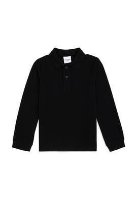 Erkek Çocuk Siyah Basic Polo Yaka Sweatshirt - 50293745035