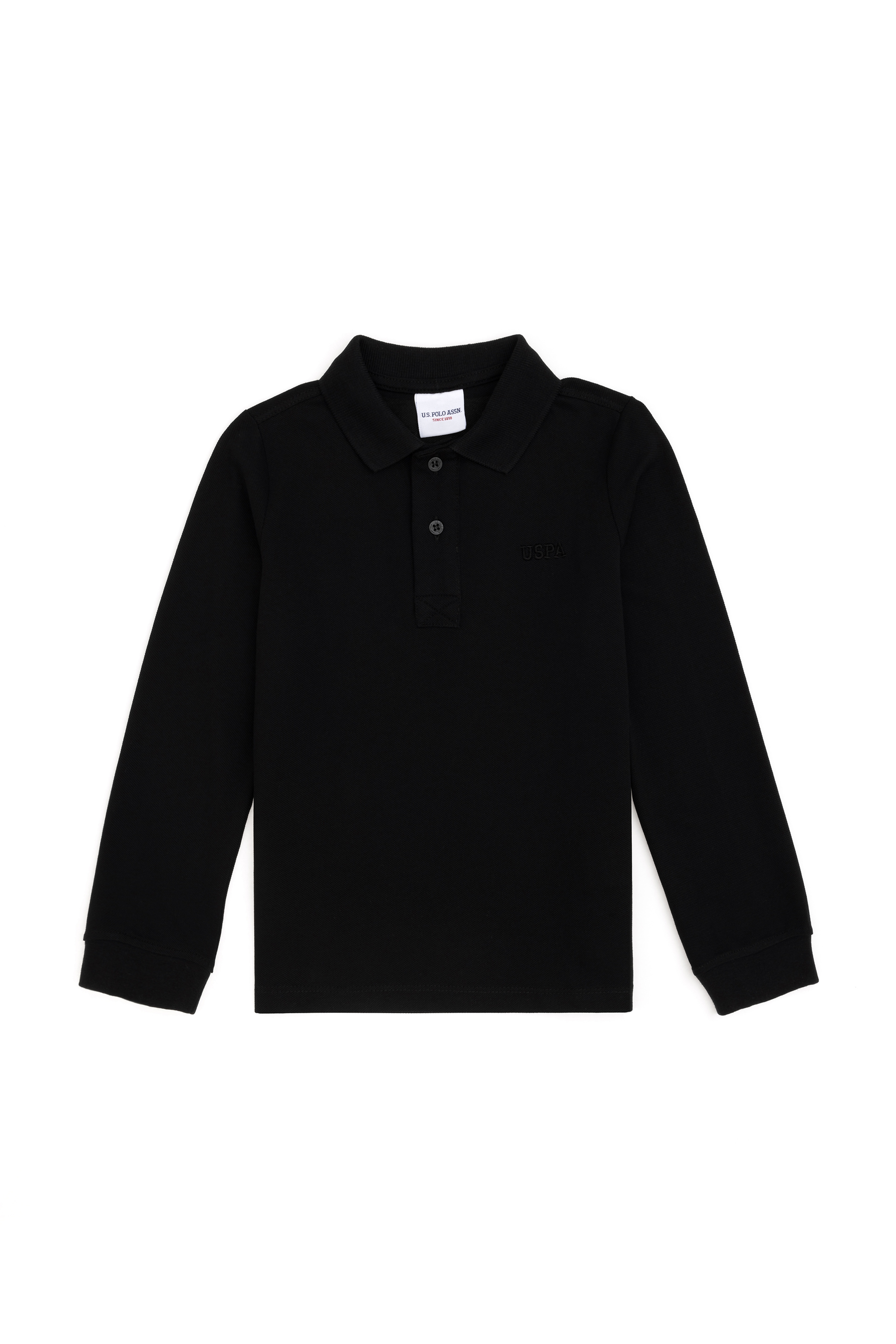 Erkek Çocuk Siyah Basic Polo Yaka Sweatshirt - Image 3