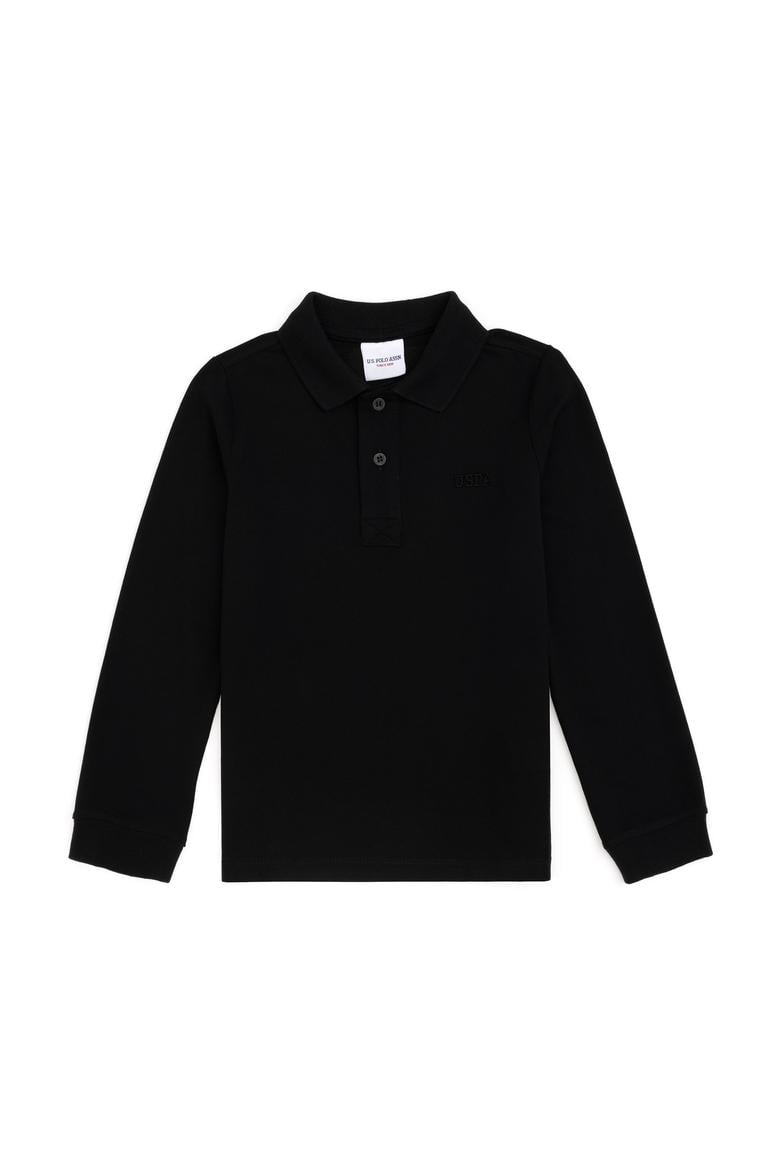 Erkek Çocuk Siyah Basic Polo Yaka Sweatshirt - 50293745035