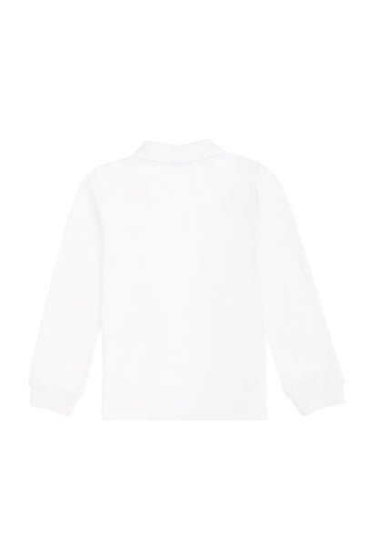 Erkek Çocuk Beyaz Basic Polo Yaka Sweatshirt