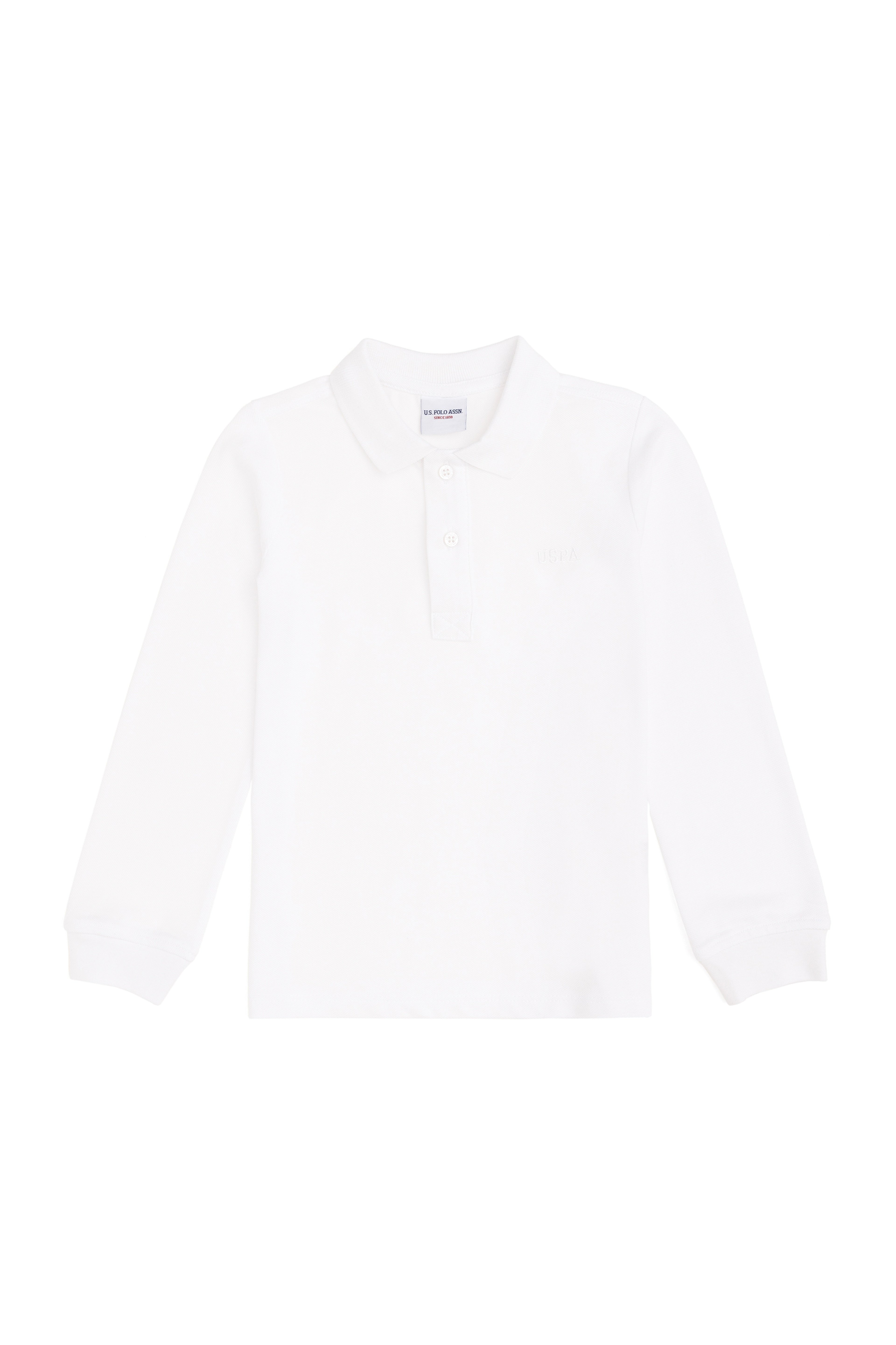 Erkek Çocuk Beyaz Basic Polo Yaka Sweatshirt - Image 2