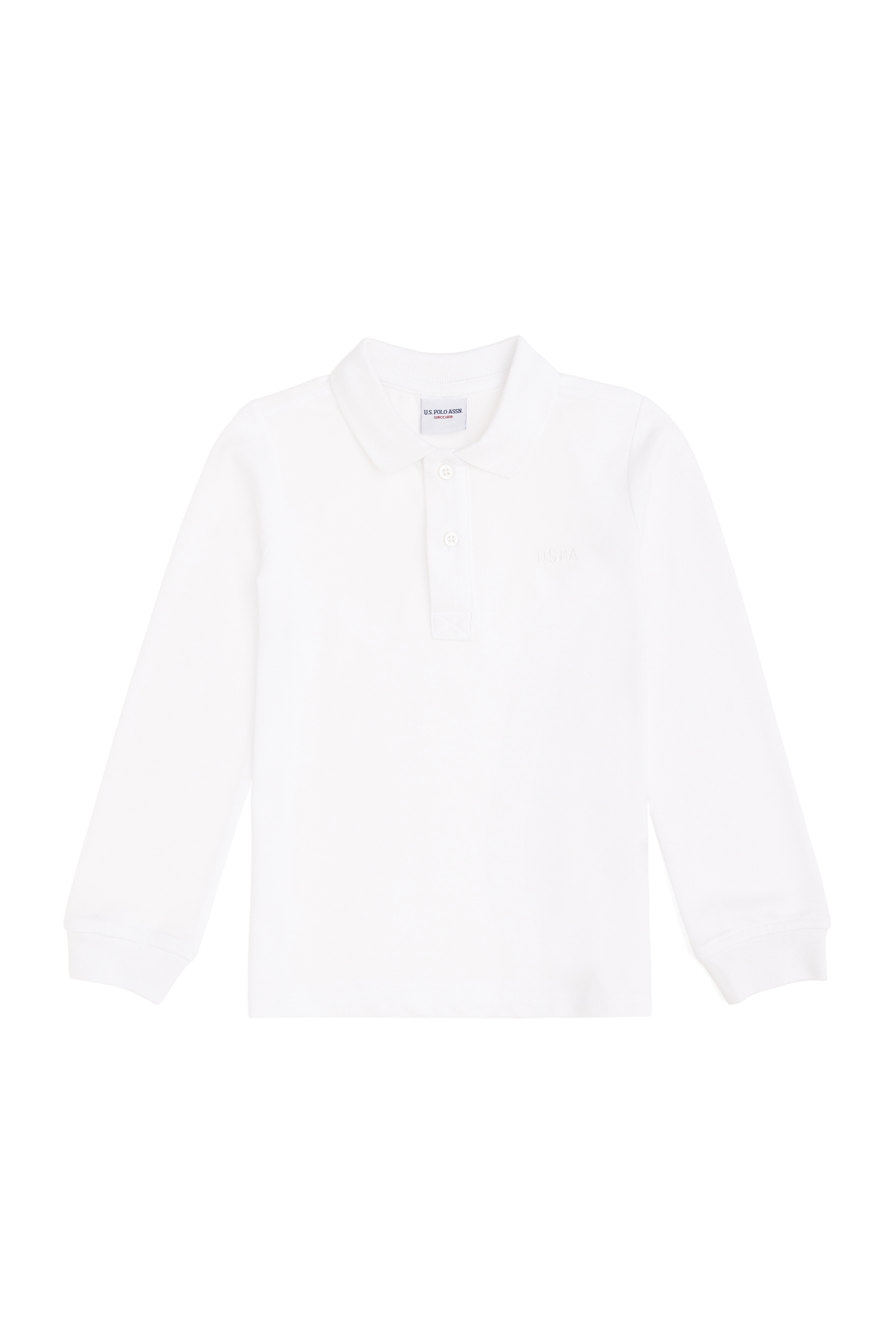 Erkek Çocuk Beyaz Basic Polo Yaka Sweatshirt