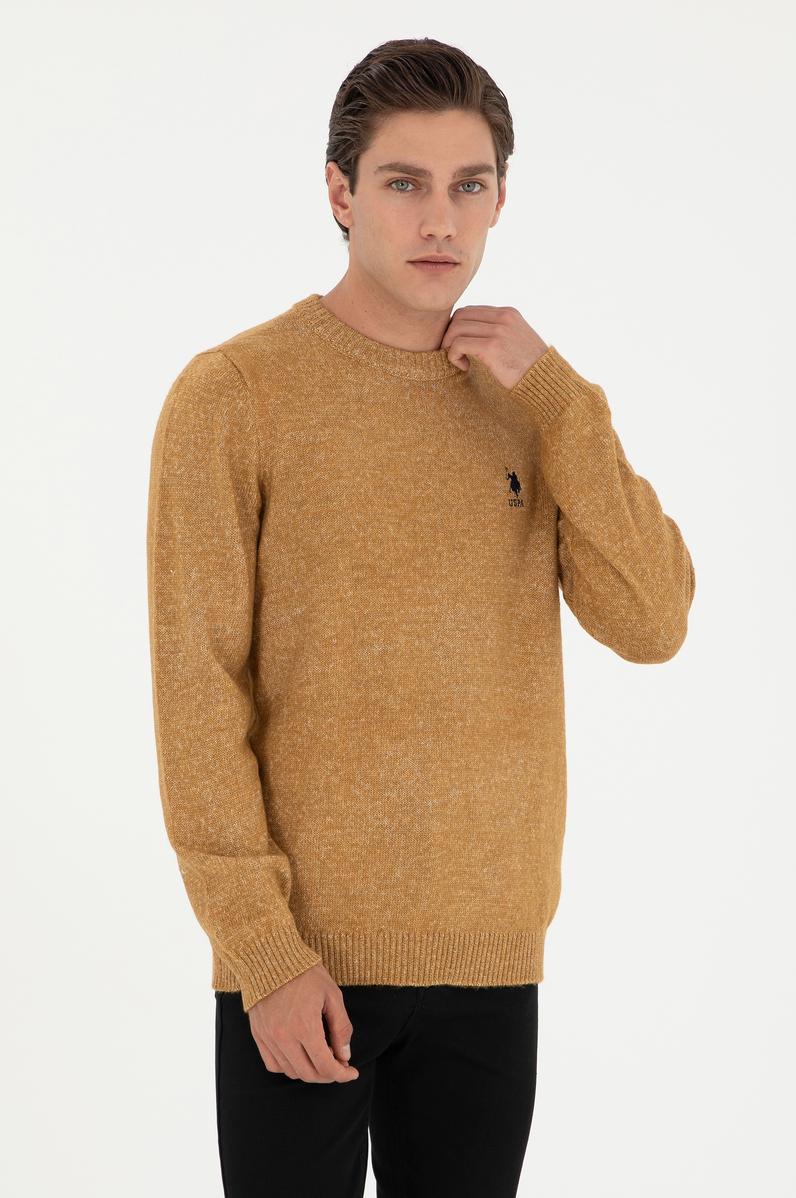 Erkek Taba Bisiklet Yaka Triko Kazak