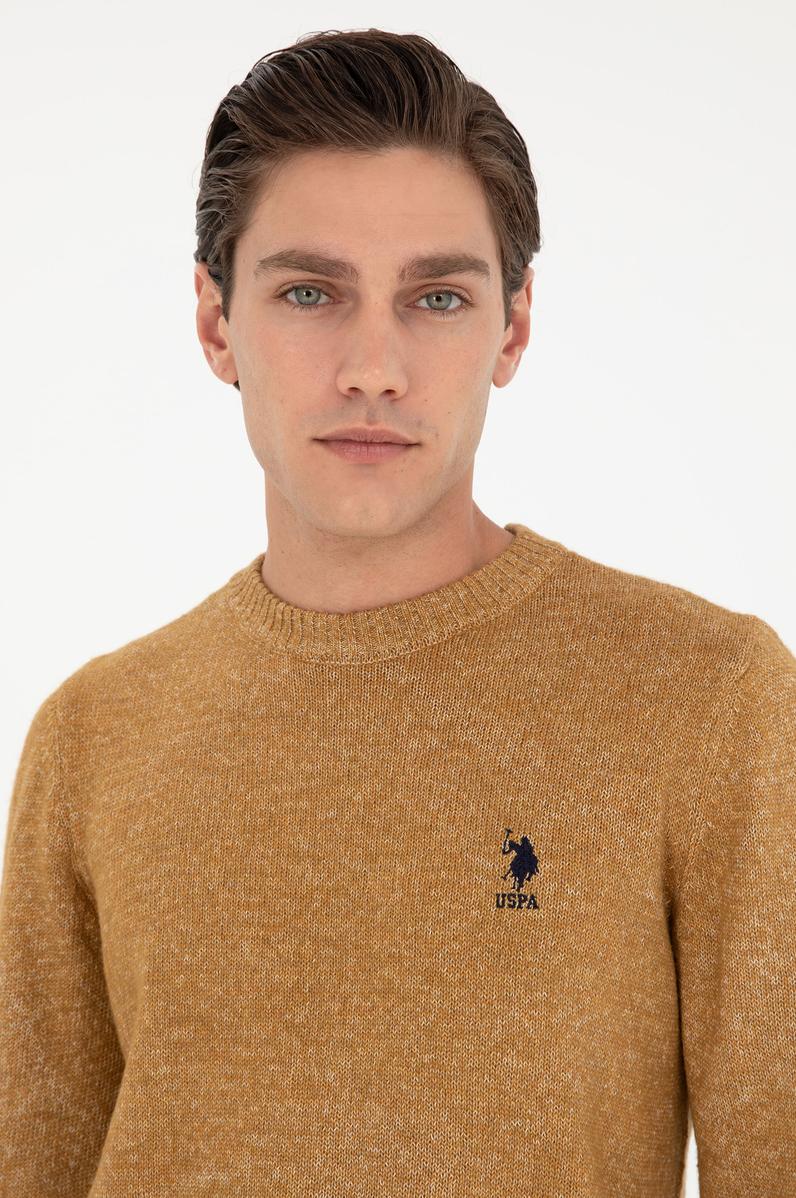 Erkek Taba Bisiklet Yaka Triko Kazak