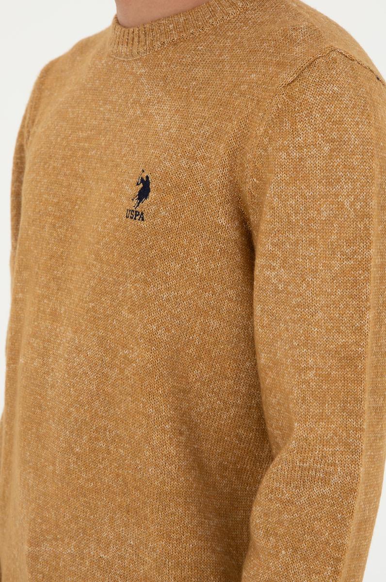 Erkek Taba Bisiklet Yaka Triko Kazak