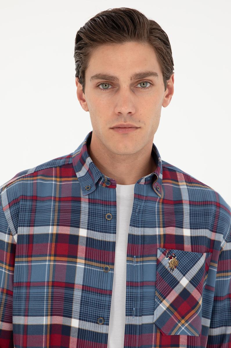 Erkek Saks Uzun Kollu Gömlek