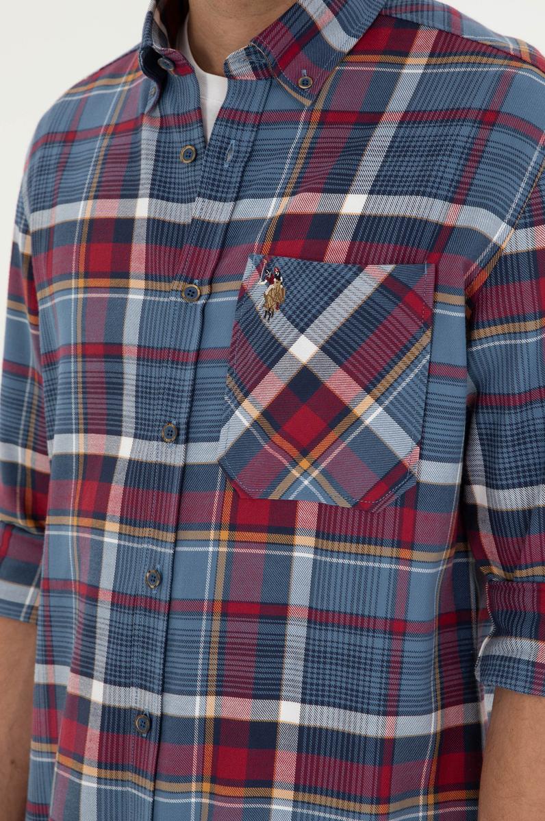 Erkek Saks Uzun Kollu Gömlek