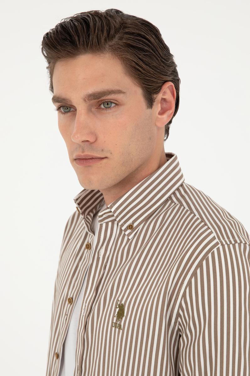 Erkek Haki Uzun Kollu Gömlek