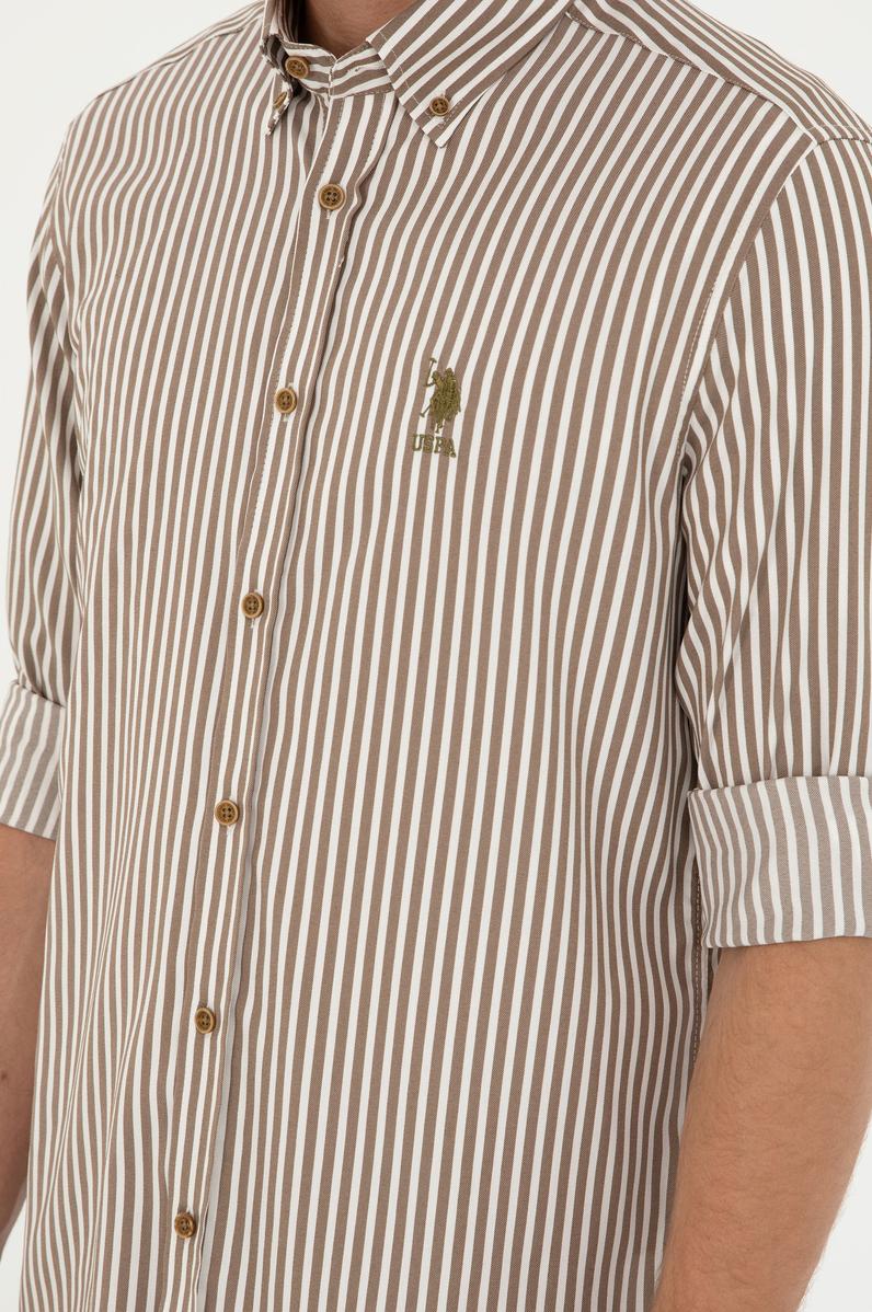 Erkek Haki Uzun Kollu Gömlek