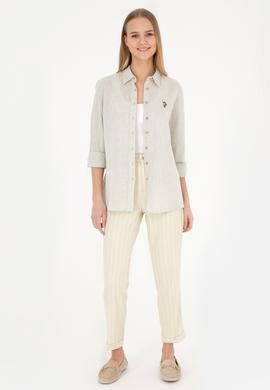 Kadın Fıstık Yeşili Kanvas Pantolon - 50281789017