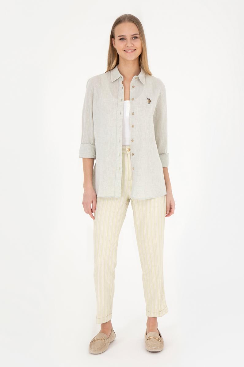 Kadın Fıstık Yeşili Kanvas Pantolon