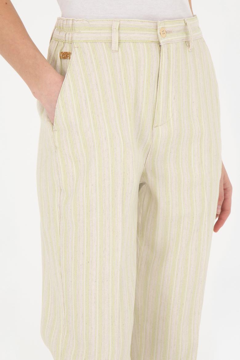 Kadın Fıstık Yeşili Kanvas Pantolon - 50281789017