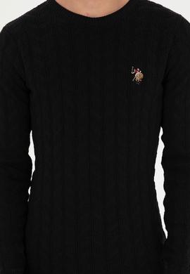 Erkek Slim Fit Bisiklet Yaka Siyah Basic Kazak - 50288883038