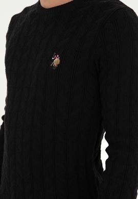 Erkek Slim Fit Bisiklet Yaka Siyah Basic Kazak - 50288883038