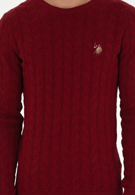 Erkek Slim Fit Bisiklet Yaka Bordo Basic Kazak - 50288883033