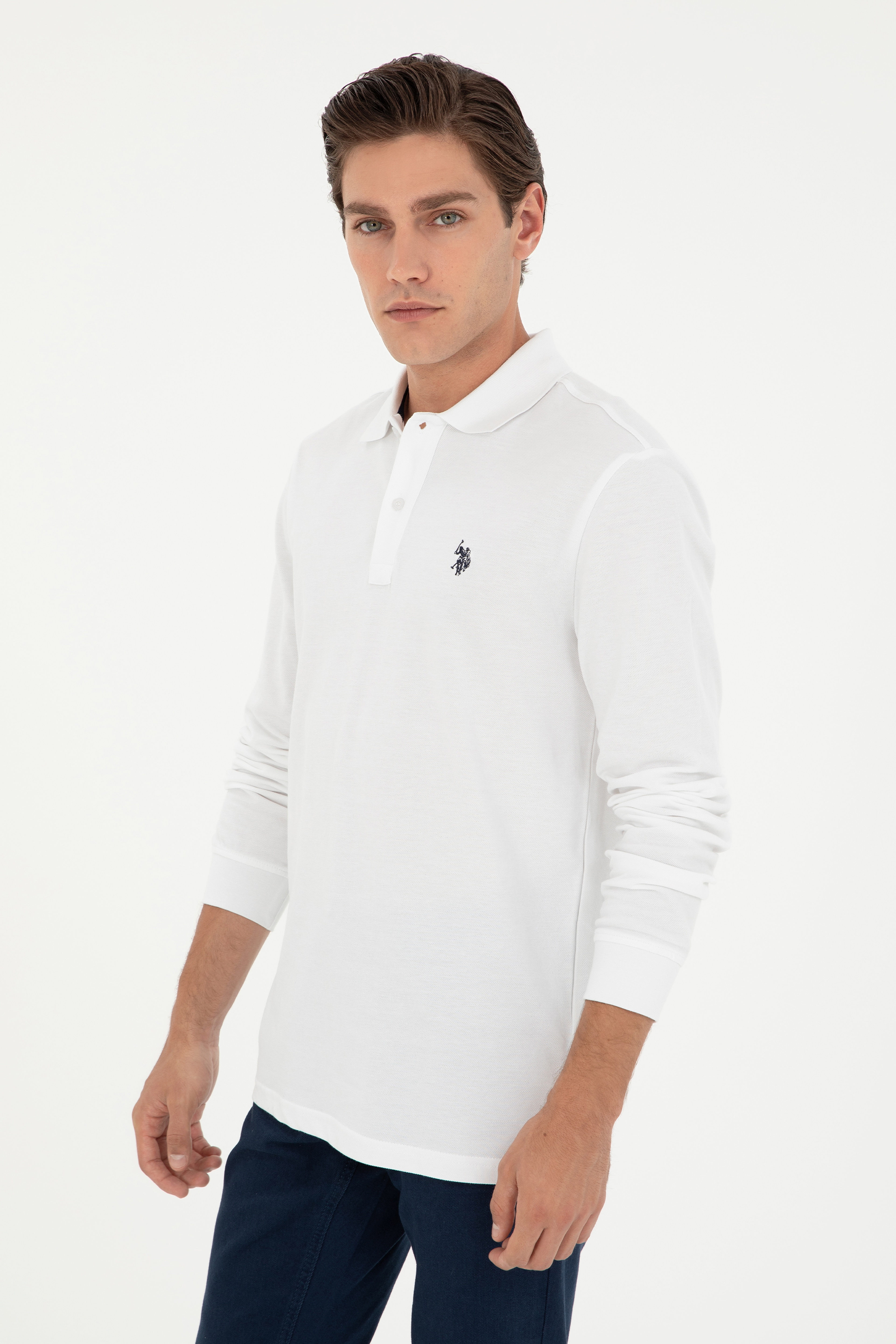 Erkek Beyaz Basic Sweatshirt - Image 3
