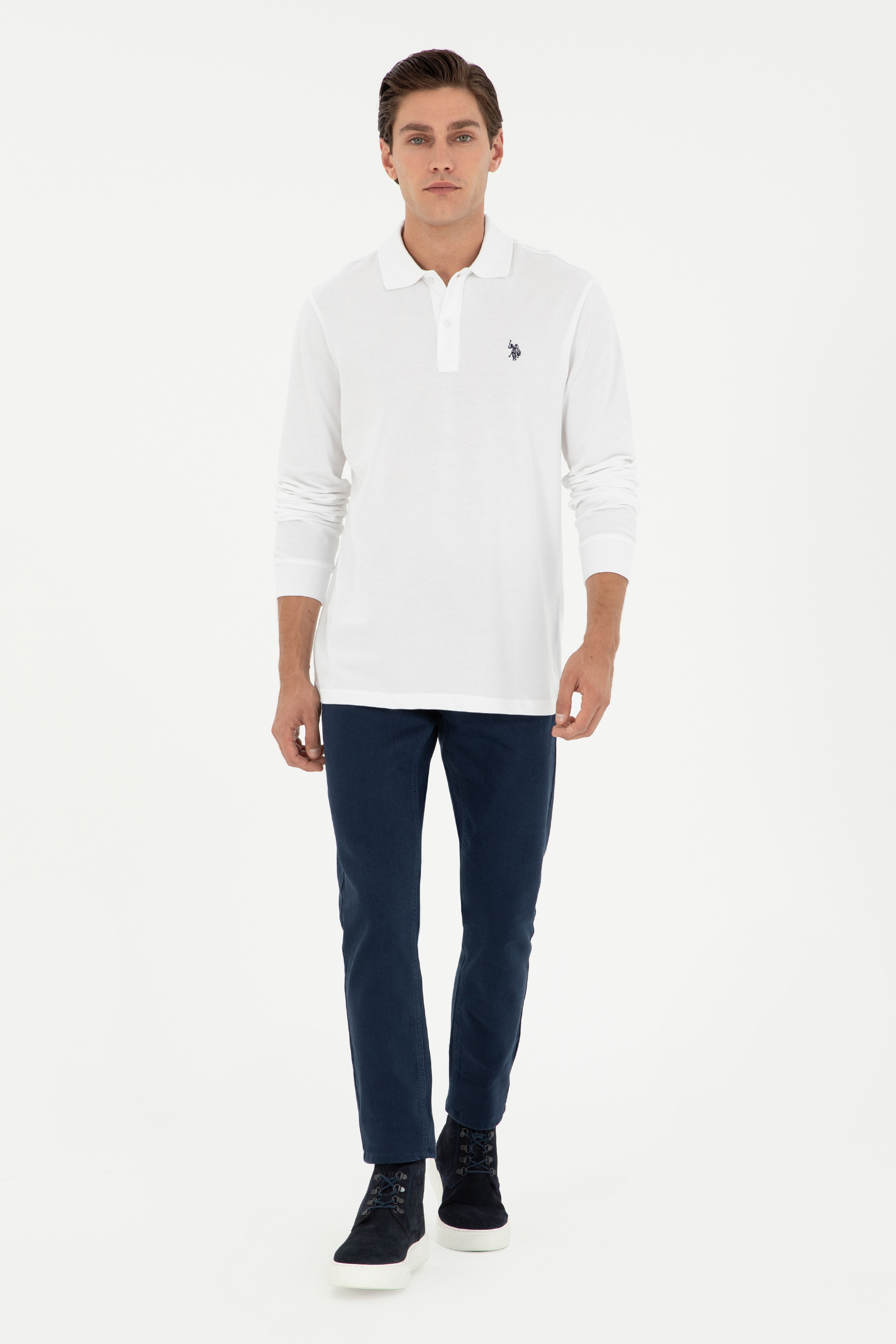 Erkek Beyaz Basic Sweatshirt - Image 4