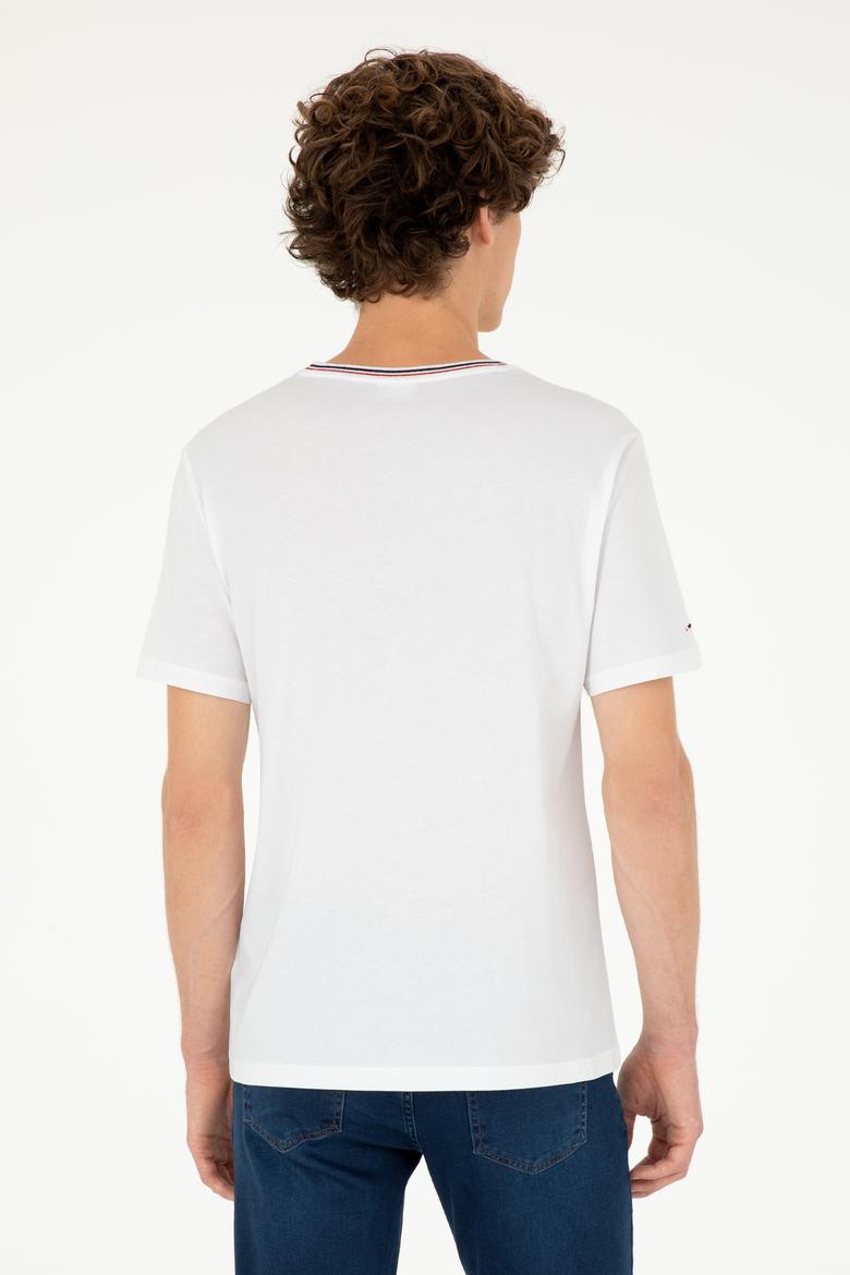 Erkek Regular Fit Bisiklet Yaka Beyaz Tişört - 50294289018